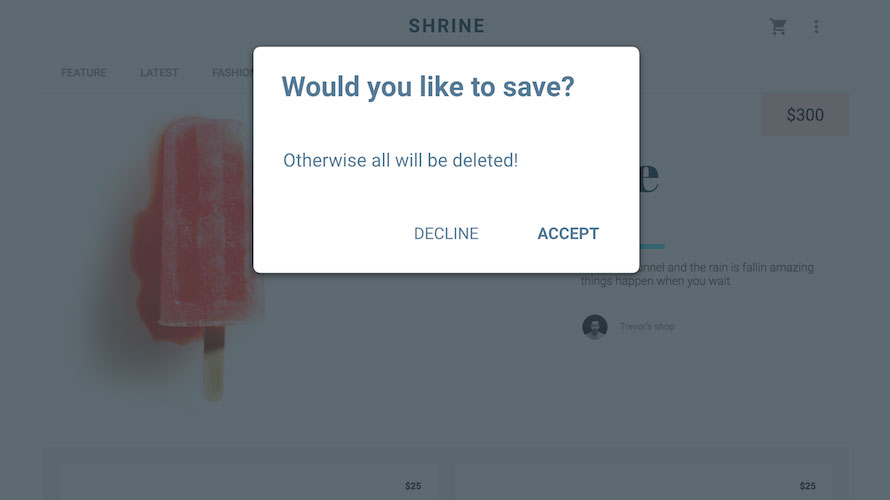 A modal window with a warning asking the user to save their work