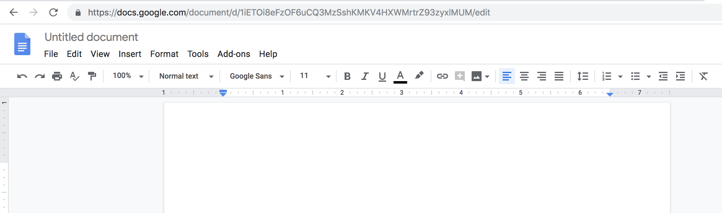 The Google Docs menu bar